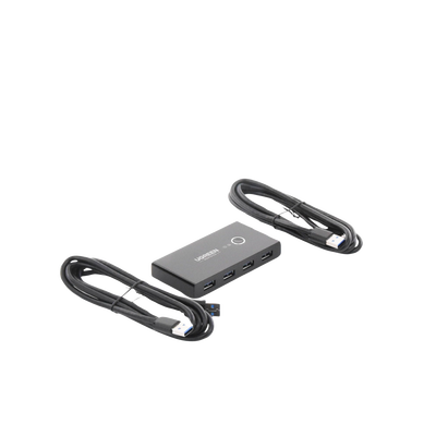 Conmutador USB para Compartir 4 Puertos USB 3.0 a 2 PC ́s | Cambio Mediante Botón | Incluye Dos Cables USB de 1.5 m | ABS | Permite que 2 Usuarios Compartan 4 Dispositivos Periféricos USB3.0, como una impresora, un escáner, etc.