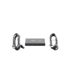 Conmutador USB para Compartir 4 Puertos USB 3.0 a 2 PC Ìs | Cambio Mediante Botón | Incluye Dos Cables USB de 1.5 m | ABS | Permite que 2 Usuarios Compartan 4 Dispositivos Periféricos USB3.0, como una impresora, un escáner, etc.