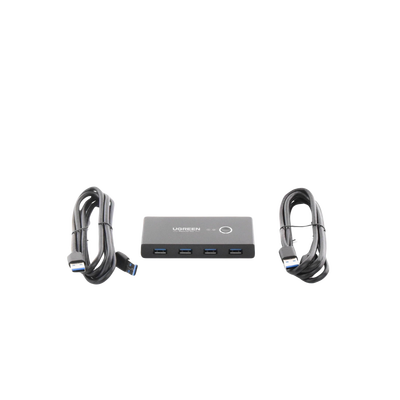 Conmutador USB para Compartir 4 Puertos USB 3.0 a 2 PC ́s | Cambio Mediante Botón | Incluye Dos Cables USB de 1.5 m | ABS | Permite que 2 Usuarios Compartan 4 Dispositivos Periféricos USB3.0, como una impresora, un escáner, etc.
