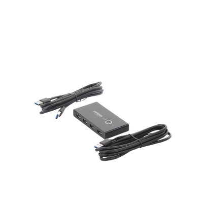 Conmutador USB para Compartir 4 Puertos USB 3.0 a 2 PC ́s | Cambio Mediante Botón | Incluye Dos Cables USB de 1.5 m | ABS | Permite que 2 Usuarios Compartan 4 Dispositivos Periféricos USB3.0, como una impresora, un escáner, etc.