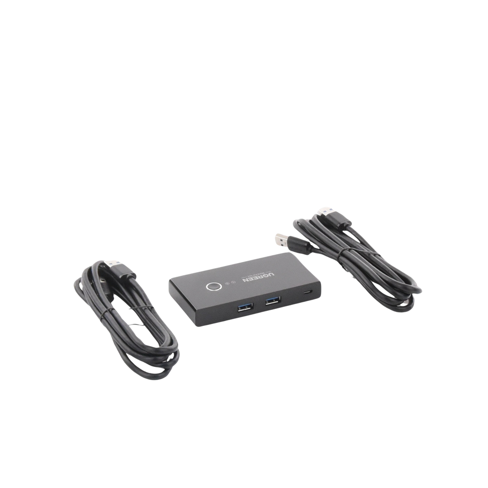 Conmutador USB para Compartir 4 Puertos USB 3.0 a 2 PC Ìs | Cambio Mediante Botón | Incluye Dos Cables USB de 1.5 m | ABS | Permite que 2 Usuarios Compartan 4 Dispositivos Periféricos USB3.0, como una impresora, un escáner, etc.