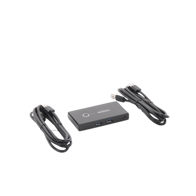 Conmutador USB para Compartir 4 Puertos USB 3.0 a 2 PC ́s | Cambio Mediante Botón | Incluye Dos Cables USB de 1.5 m | ABS | Permite que 2 Usuarios Compartan 4 Dispositivos Periféricos USB3.0, como una impresora, un escáner, etc.