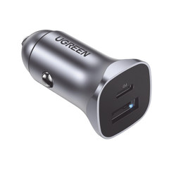 Cargador de Auto 24W | Puerto USB-A y USB-C | Carga Rápida | Compatible con Vehículos de 12 y 24 VCD | PD3.0 + QC3.0 | Indicador Led | Diseño Compacto | Chip Inteligente | Caja de Aluminio