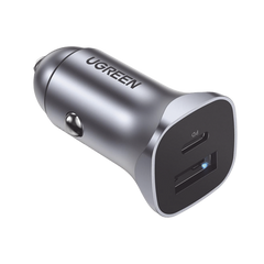 Cargador de Auto 24W | Puerto USB-A y USB-C | Carga Rápida | Compatible con Vehículos de 12 y 24 VCD | PD3.0 + QC3.0 | Indicador Led | Diseño Compacto | Chip Inteligente | Caja de Aluminio.