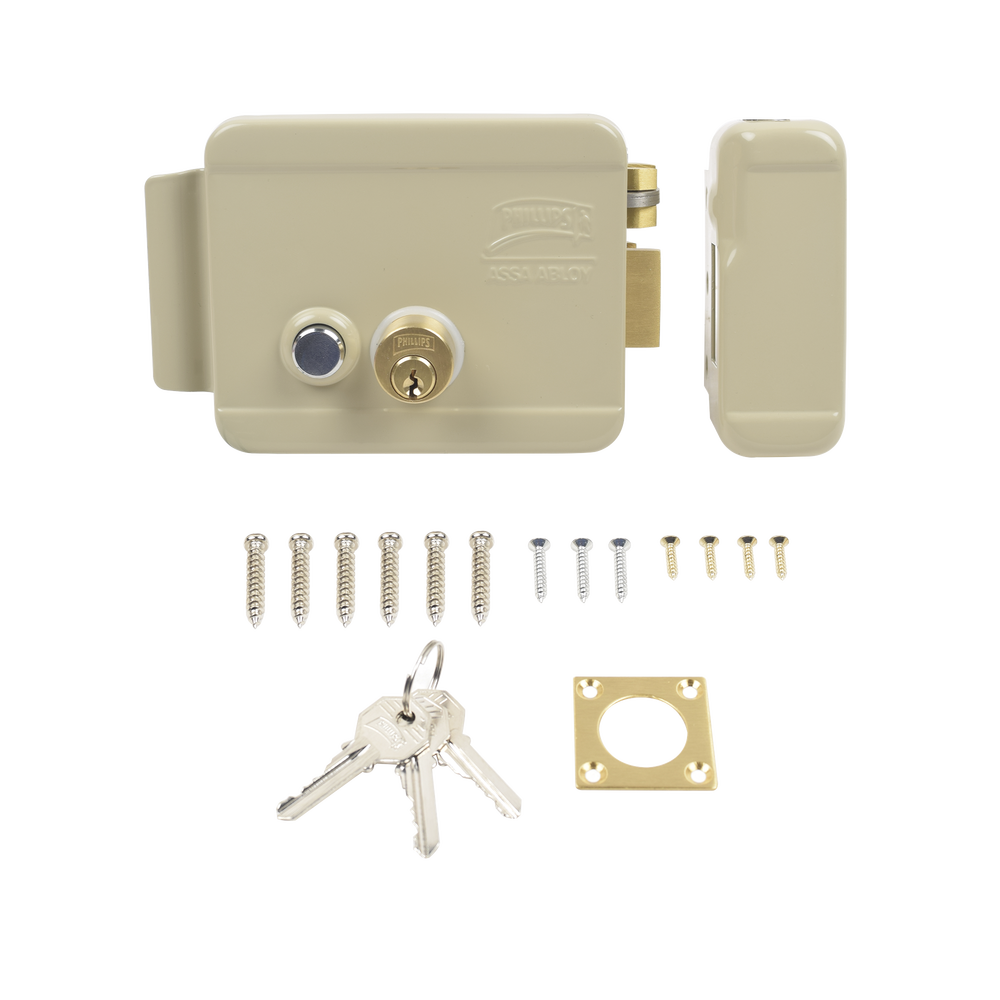Cerradura Eléctrica / Incluye Llave / Derecha/ Con Botón integrado /Exterior