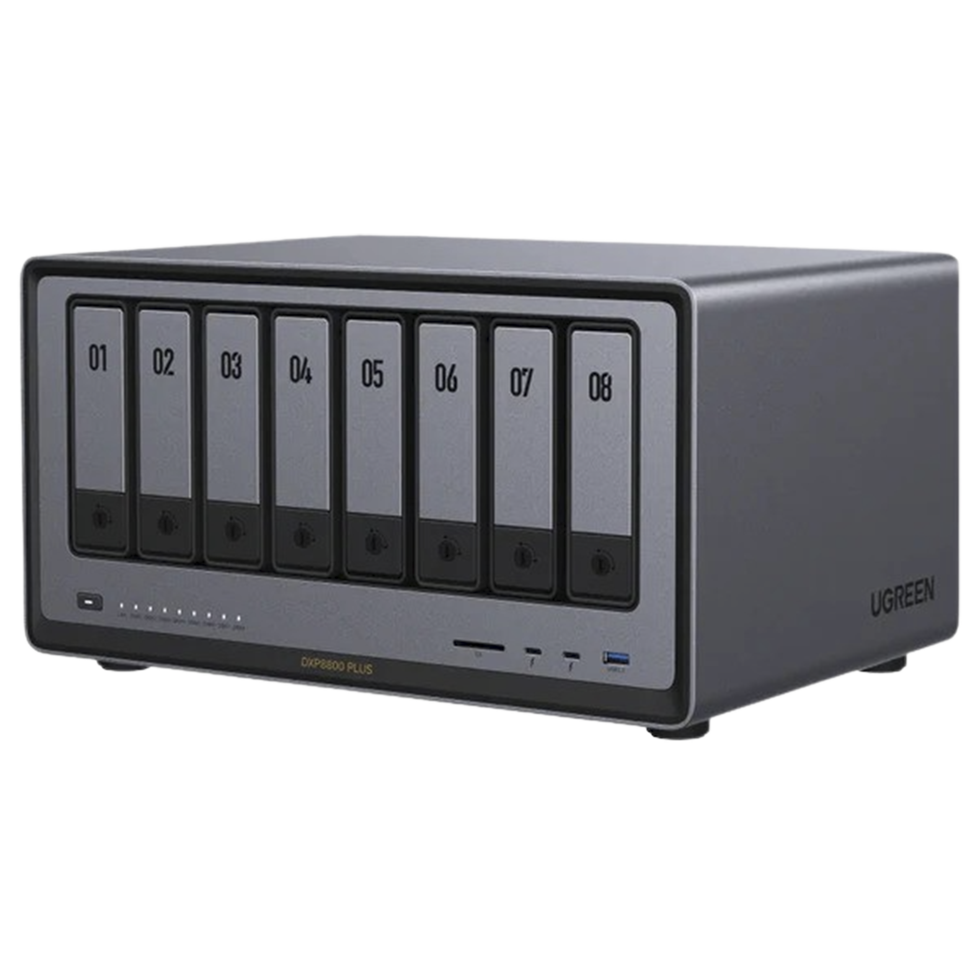 NAS UGREEN NASync DXP8800 Plus / Intel Core i5-1235U 10 Núcleos / 8 Bahías SATA + 2 M.2 NVMe / 2 Puertos 10GbE / Thunderbolt 4 / HDMI 8K / DDR5 Expandible 64GB / PCIe 4.0 x4