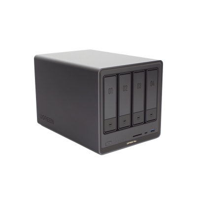 NAS UGREEN NASync DXP4800 Plus / Procesador Intel Pentium Gold 8505 5 Núcleos / 4 Bahías SATA + 2 M.2 NVMe PCIe 4.0 / 8GB DDR5 Expandible a 64GB / 10GbE + 2.5GbE / USB 3.2 Gen 2 Tipo C / HDMI 4K / Sistema Almacenamiento Conectado Red