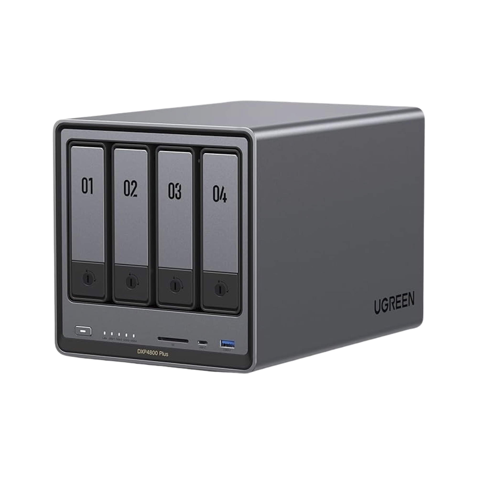 NAS UGREEN NASync DXP4800 Plus / Procesador Intel Pentium Gold 8505 5 Núcleos / 4 Bahías SATA + 2 M.2 NVMe PCIe 4.0 / 8GB DDR5 Expandible a 64GB / 10GbE + 2.5GbE / USB 3.2 Gen 2 Tipo C / HDMI 4K / Sistema Almacenamiento Conectado Red