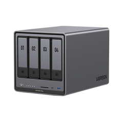 NAS UGREEN NASync DXP4800 Plus / Procesador Intel Pentium Gold 8505 5 Núcleos / 4 Bahías SATA + 2 M.2 NVMe PCIe 4.0 / 8GB DDR5 Expandible a 64GB / 10GbE + 2.5GbE / USB 3.2 Gen 2 Tipo C / HDMI 4K / Sistema Almacenamiento Conectado Red