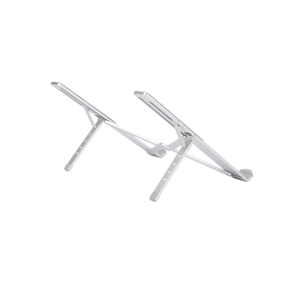 Soporte Portátil de Aluminio para Laptop / Amplia Compatibilidad de 11-17.3" / Ajuste de Altura 46.5 mm-136.5 mm / Capacidad de carga de 5 kg / Diseño Plegable / Material de Aleación de Aluminio + Silicona.