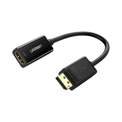 Convertidor DisplayPort a HDMI 4K| 3D | HDR | Blindaje Interno | Botón Liberador | Carcasa de ABS | Plug & Play | CE, FCC, RoHS | Cable de 25 cm (9.84 Pulgadas).