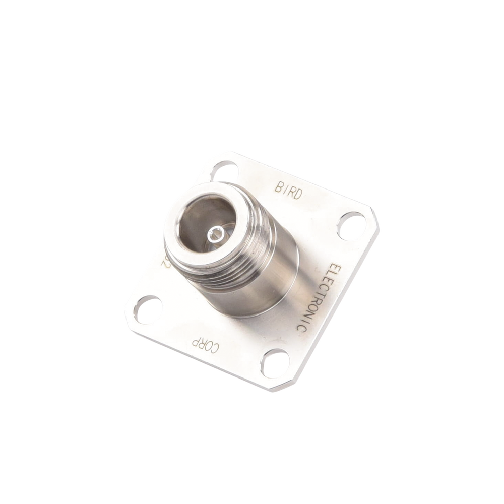 Conector N Hembra de Cambio Rápido / Wattmetro BIRD 43, 4304, 4 perforaciones a 18 mm, Níquel/ Plata/ Teflón.â€‹