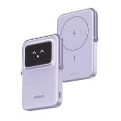 Power Bank Serie UNO Inalambrico | 10000mAh | 7.5W/20W  |  Con Emojis de Estado | Carga Rápida USB-C Bidireccional  | Pantalla TFT  Inteligente | Con Holder | Color Purple.