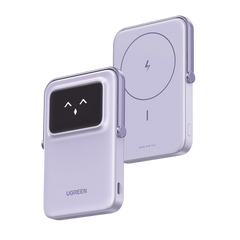 Power Bank Serie UNO Inalambrico | 10000mAh | 7.5W/20W  |  Con Emojis de Estado | Carga Rápida USB-C Bidireccional  | Pantalla TFT  Inteligente | Con Holder | Color Purple.