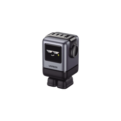 Cargador RobotGaN de 100W Serie UNO | 4 Puertos de Carga Rápida | 3 USB-C | 1 USB-A | PD 3.0 | QC 4.0 | Carga Inteligente | Tecnología GaN II | Zapato Magnético Extraíble | Carcasa Ignífuga | Pantalla LED