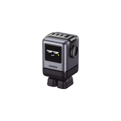 Cargador RobotGaN de 100W Serie UNO | 4 Puertos de Carga Rápida | 3 USB-C | 1 USB-A | PD 3.0 | QC 4.0 | Carga Inteligente | Tecnología GaN II | Zapato Magnético Extraíble | Carcasa Ignifuga | Pantalla LED