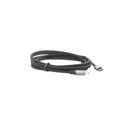 Cable USB-C a USB-C | 2 Metros | Transferencia de datos de 480 Mbps | Carga Rápida de hasta 60W | QC 4.0/3.0/2.0 | PD3.0 | FPC | AFC | Protección Integrada | Caja de Aluminio | Nylon Trenzado | Color Negro.