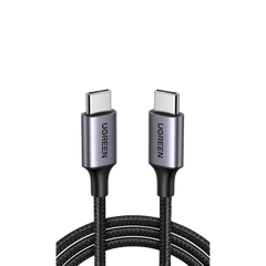 Cable USB-C a USB-C | 2 Metros | Transferencia de datos de 480 Mbps | Carga Rápida de hasta 60W | QC 4.0/3.0/2.0 | PD3.0 | FPC | AFC | Protección Integrada | Caja de Aluminio | Nylon Trenzado | Color Negro.