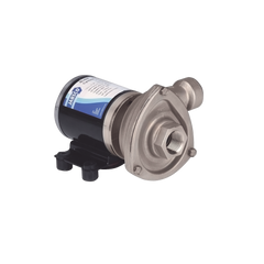 Bomba centrifuga Cyclone de baja presión a 12 Vcd, caudal de hasta 29 GPM, presión máxima de 8.7 psi, en acero inoxidable.