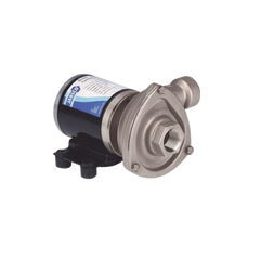 Bomba centrifuga Cyclone de baja presión a 12 Vcd, caudal de hasta 29 GPM, presión máxima de 8.7 psi, en acero inoxidable.