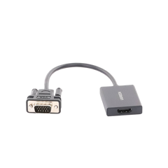 Entrada: VGA Macho / Salida: HDMI Hembra / Resolución de 1080P@60Hz / Puerto Estéreo de 3.5 mm / Plug and Play, Sin Controlador / Longitud del Cable 15 cm. / Incluye Cable de Alimentacion USB / Incluye Cable de Audio de 3.5mm.
