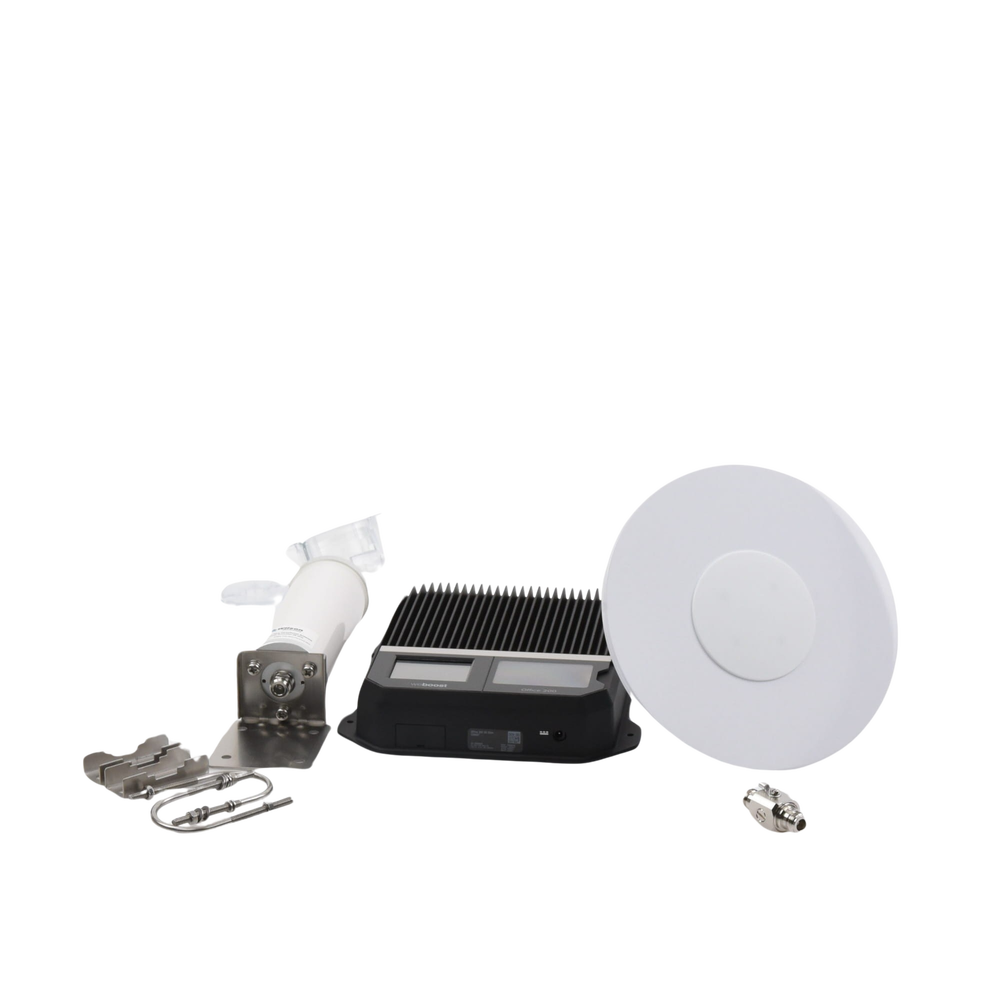 Kit Amplificador Office 200 para 2G, 3G y 4G / Mejora llamadas convencionales y VoLTE / Amplifica señal de TELCEL, AT&T y MOVISTAR / Cubre hasta 400 m² con una antena y hasta 1600 m² con 4 antenas.