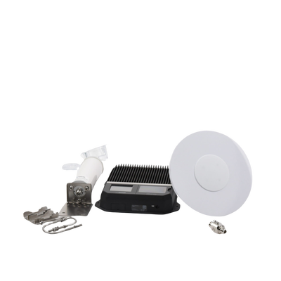 KIT Amplificador de señal celular 4G LTE, 3G y VOZ. Especial para cubrir áreas de hasta 1600 m² por ser de grado comercial e industrial. Soporta múltiples operadores, tecnologías y usuarios.