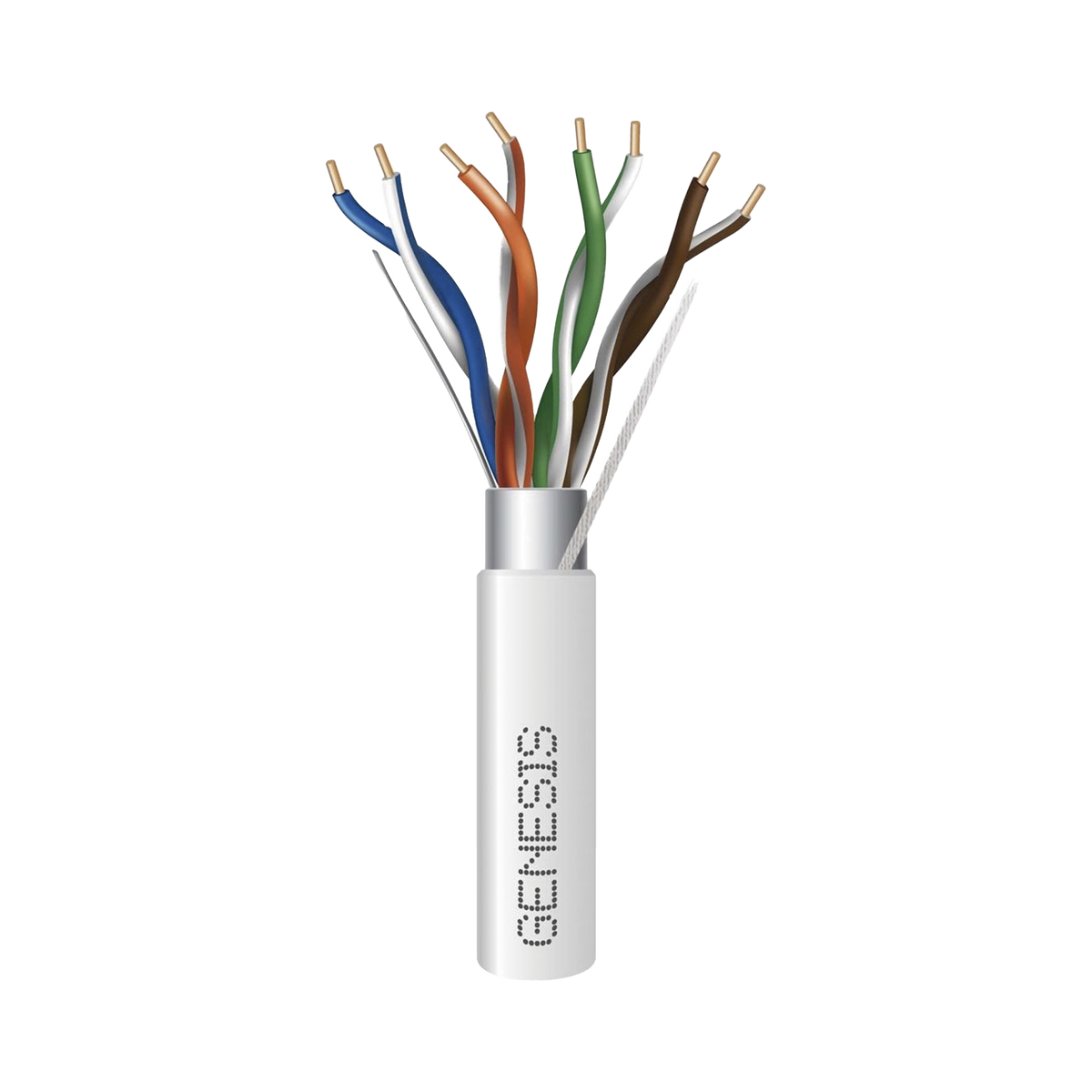 Carrete de 305 Metros (1000 Pies) de Cable Cat5e / Calibre 24 AWG BLINDADO / PLENUM / Color Blanco para aplicaciones de Voz y Datos