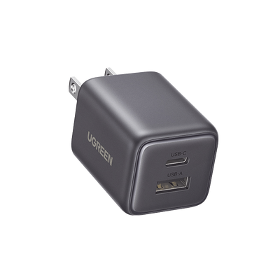 Cargador rápido GaN 1A1C de 20 W y 2 puertos