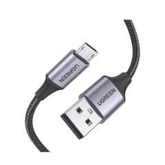 Cable USB-A a Micro USB | 1 Metro (3.28 Pies) | Carga Rápida | QC 3.0/2.0 | FPC | AFC | Transferencia de Datos de 480 Mbps | Recarga hasta 18W | Protección Integrada | Caja de Aluminio | Nylon Trenzado | Color Negro