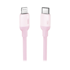 Cable USB-C a Lightning / Certificado MFi / 1 Metro / Adecuado para iPhone, iPad, iPod / Carga Rápida PD 20W /  Sincronización de Datos de hasta 480 Mbps / Goma de Silicona y  TPE. / Suave al Tacto / Color Pink