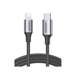 Cable USB-C a Lightning | 1 Metro (3.28 Pies) | Certificado MFi | Carga Rápida 60W | 480 Mbps | Conector C94 | Adecuado para iPhone, iPad y iPod | Protección Integrada | Caja de Aluminio | Nylon Trenzado | Color Negro