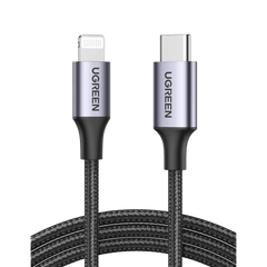 Cable USB-C a Lightning | 2 Metros (6.56 Pies) | Certificado MFi | Carga Rápida 60W | 480 Mbps | Conector C94 | Adecuado para iPhone, iPad y iPod | Protección Integrada | Caja de Aluminio | Nylon Trenzado | Color Negro