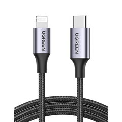 Cable USB-C a Lightning | 2 Metros | Certificado MFi | Carga Rápida 60W | 480 Mbps | Conector C94 | Adecuado para iPhone, iPad y iPod | Protección Integrada | Caja de Aluminio | Nylon Trenzado | Color Negro.