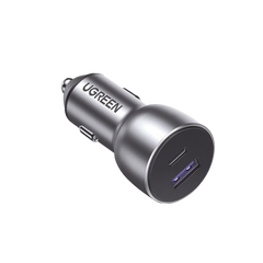 Cargador de Auto 52.5W | Puerto USB-A y USB-C | Carga Rápida | Compatible con Vehículos de 12 y 24 VCD | PD3.0 + QC3.0 | Chip Inteligente | Diseño Compacto Mayor Eficiencia Energética | Caja de Aluminio