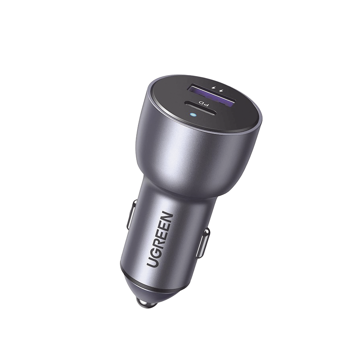 Cargador de Auto 52.5W | Puerto USB-A y USB-C | Carga Rápida | Compatible con Vehículos de 12 y 24 VCD | PD3.0 + QC3.0 | Chip Inteligente | Diseño Compacto Mayor Eficiencia Energética | Caja de Aluminio