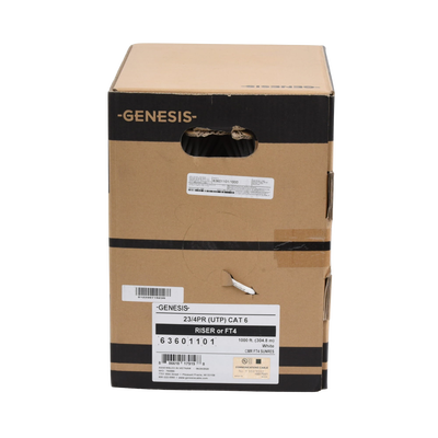 Bobina de Cable de 305 Metros UTP Cat6 Riser / Color Blanco / UL, CMR, Probado a 350 Mhz / Para Aplicaciones de CCTV, Redes de datos, IP megapixel, Control RS485
