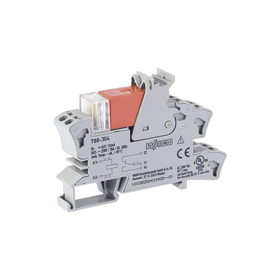 Módulo con Relé, 24 VCC, 1 Inversor, 16 A, LED Rojo, Push-in CAGE CLAMP®, Montaje Carril DIN-35, IP20, Gris