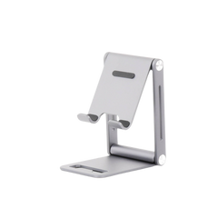 Soporte para Teléfono Celular de Aluminio | Angulo Ajustable | Amplia Compatibilidad con dispositivos de 4.7'' a 7.9'' | Antideslizante | Antiarañazos | Plegable | Color Gris.
