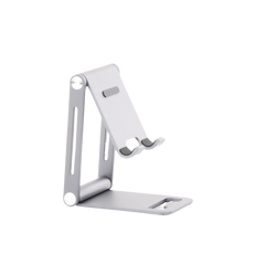 Soporte para Teléfono Celular de Aluminio | Angulo Ajustable | Amplia Compatibilidad con dispositivos de 4.7'' a 7.9'' | Antideslizante | Antiarañazos | Plegable | Color Gris.