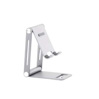 Soporte para Teléfono Celular de Aluminio | Angulo Ajustable | Amplia Compatibilidad con dispositivos de 4.7'' a 7.9'' | Antideslizante | Antiarañazos | Plegable | Color Gris.