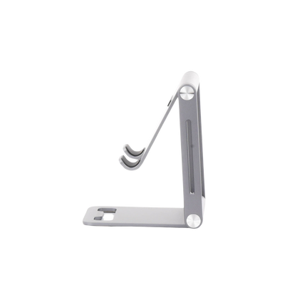 Soporte para Teléfono Celular de Aluminio | Angulo Ajustable | Amplia Compatibilidad con dispositivos de 4.7'' a 7.9'' | Antideslizante | Antiarañazos | Plegable | Color Gris.