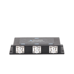 Divisor de potencia de 3 vías para la distribución de señal a tres antenas de servicio | 4.8 dB de pérdida por puerto | Conectores F hembra