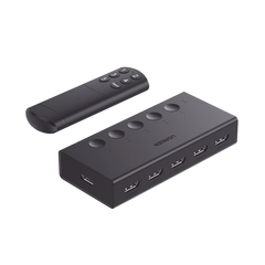 Conmutador HDMI 5X1 | 4K@60Hz | HDMI 2.0, 1.4 |  HDCP 2.2, 1.4 | VRR | Dynamic HDR | 3D | CEC | EDID | IR 10m | 18Gbps | Cambio Manual y por Control Remoto |  Incluye Cable de Alimentación USB.
