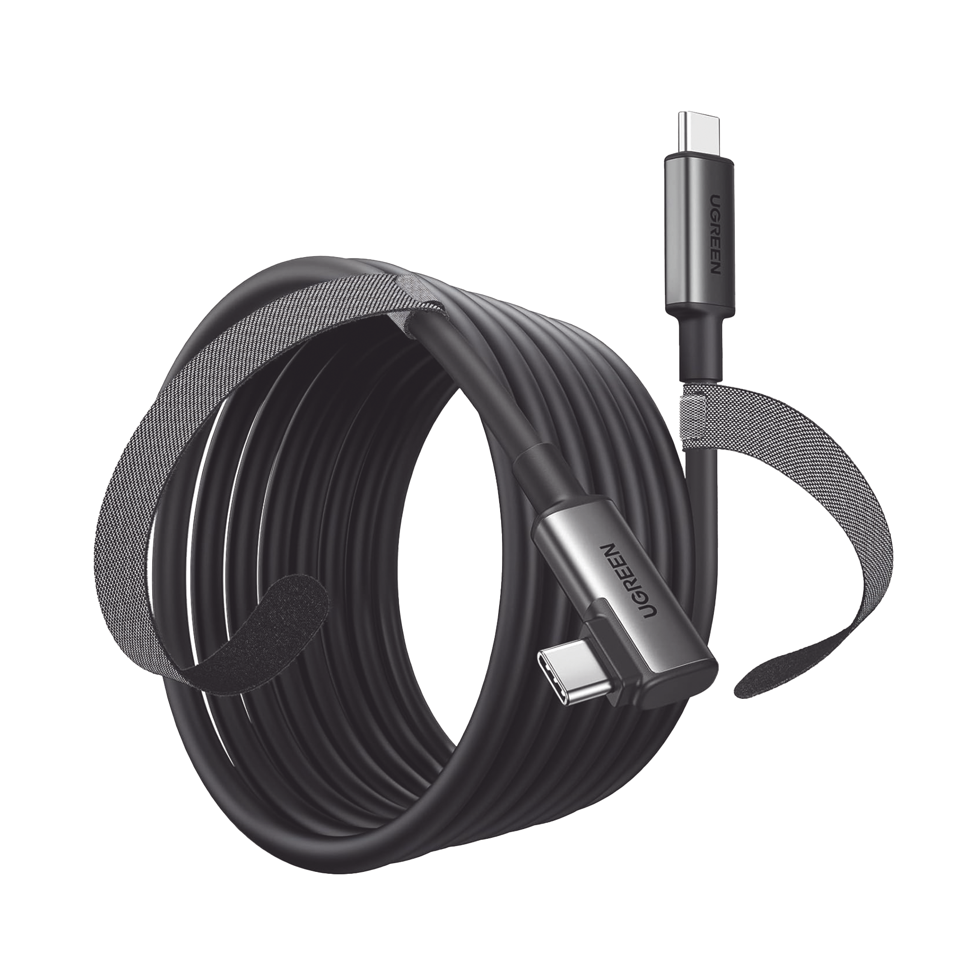 Cable USB-C a USB-C (Cable Link) | 5 metros (16 pies) |  Transferencia de Alta Velocidad | Carga Rápida | Un Extremo Angulado | Caja de Aluminio | Nylon Trenzado.