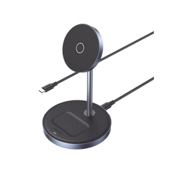 Soporte de Carga Inalámbrica | 3 en 1 | Compatible con MagSafe | Perfecto para iPhone y  AirPods | Carga Rápida Adaptativa /Simultanea | Múltiples Protecciones | Luz Indicadora LED | Aleación de Aluminio | Incluye Cable
