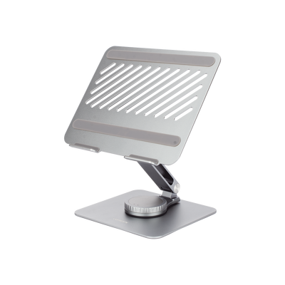 Soporte Giratorio de Aluminio para Laptop | Giratorio 360° | Función de Bloqueo | Soporta Laptops de 10 a 17.3''| Capacidad de Carga 5Kg | Excelente Estabilidad | Diseño Ergonómico | Altura y Angulo Ajustable | Plegable y Port&amp