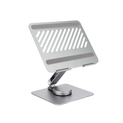 Soporte Giratorio de Aluminio para Laptop | Giratorio 360° | Función de Bloqueo | Soporta Laptops de 10 a 17.3''| Capacidad de Carga 5Kg | Excelente Estabilidad | Diseño Ergonómico | Altura y Angulo Ajustable | Plegable y Port&amp