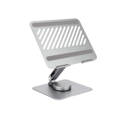 Soporte Giratorio de Aluminio para Laptop | Giratorio 360° | Función de Bloqueo | Soporta Laptops de 10 a 17.3''| Capacidad de Carga 5Kg | Excelente Estabilidad | Diseño Ergonómico | Altura y Angulo Ajustable | Plegable y Port&amp