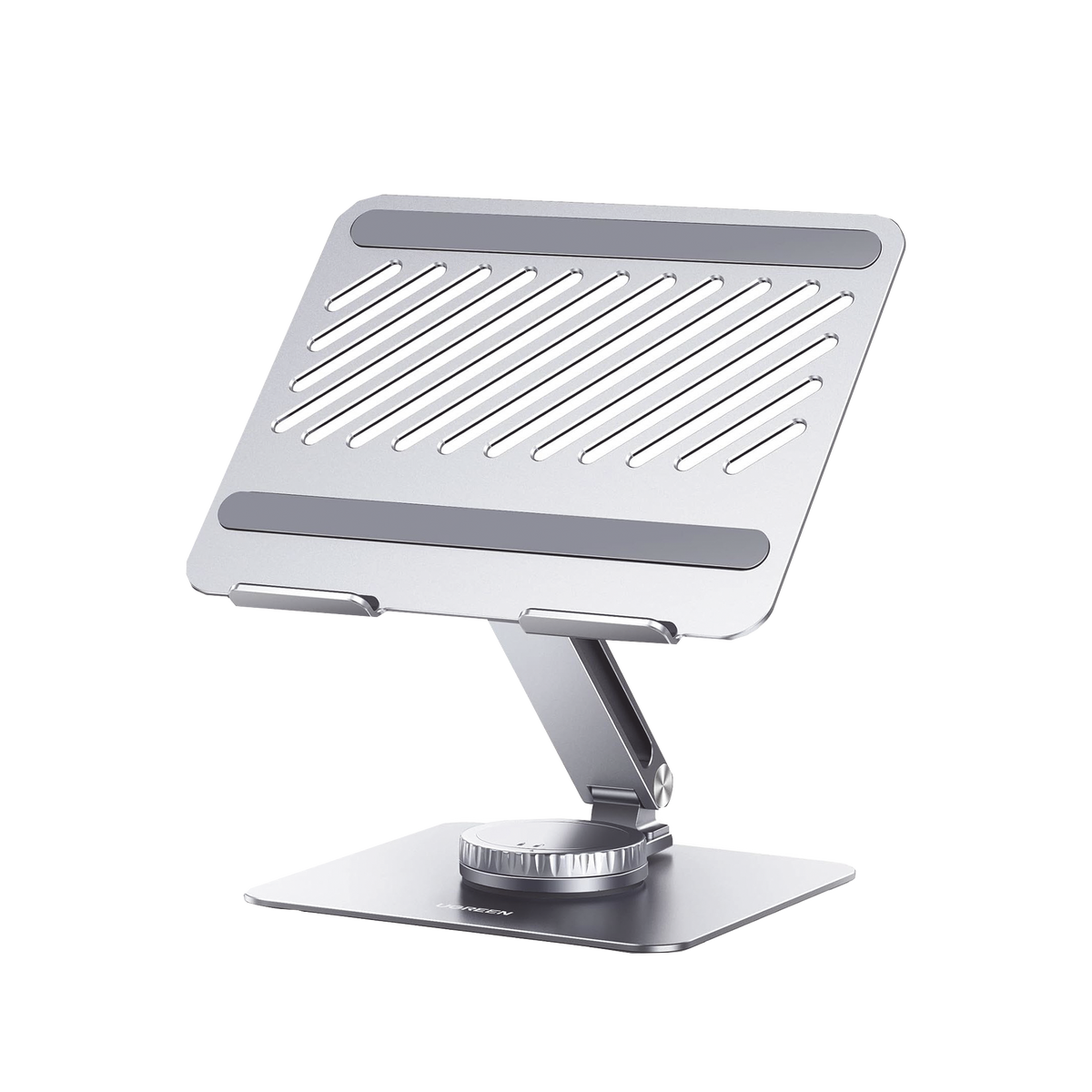 Soporte Giratorio de Aluminio para Laptop | Giratorio 360° | Función de Bloqueo | Soporta Laptops de 10 a 17.3''| Capacidad de Carga 5Kg | Excelente Estabilidad | Diseño Ergonómico | Altura y Angulo Ajustable | Plegable y Port&amp